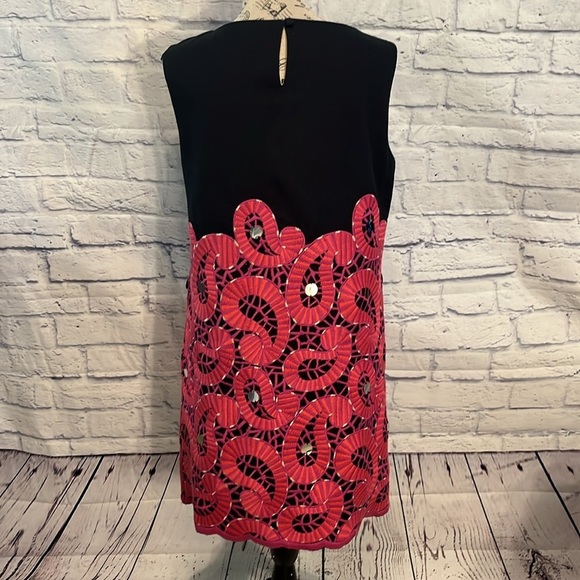 Tibi Embroidered Shift Dress Paisley Design Sleeveless Size 8 Scalloped Hem - Picture 6 of 11